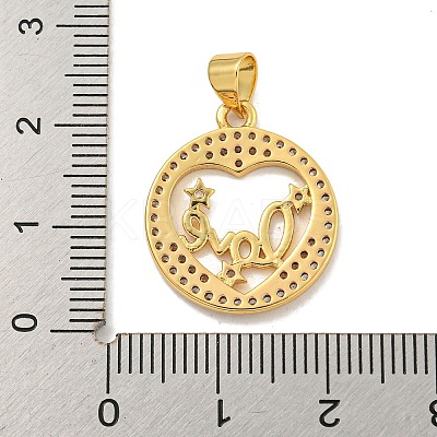 Rack Plating Brass Micro Pave Cubic Zirconia Pendants KK-B091-50E-G-1