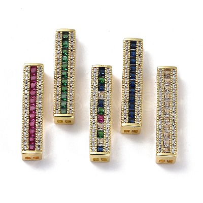 Rack Plating Brass Pave Cubic Zirconia Rectangle Multi-Strand Links KK-K341-42G-1