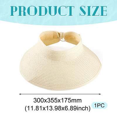 1Pc Women Straw Floppy Wide Brim Sun Hat AJEW-TA0002-59C-1