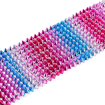 1 Yard 12-Row Resin Spike Stud Cone Flatback Punk Rock Trim Mesh Bead Craft FIND-TA0006-73C-1
