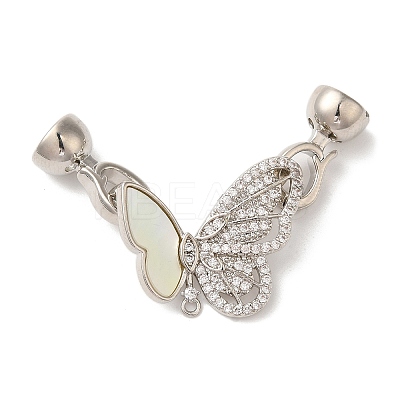Brass Micro Pave Clear Cubic Zirconia Fold Over Clasps KK-A227-14P-1