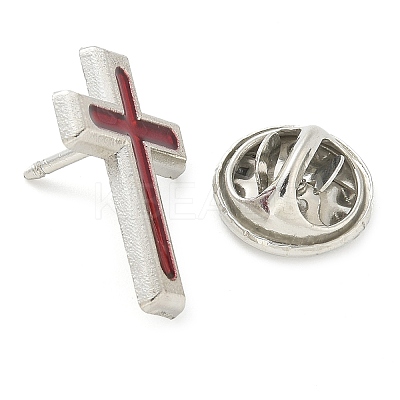 Cross Alloy Black Enamel Pins Brooches JEWB-M049-01P-1