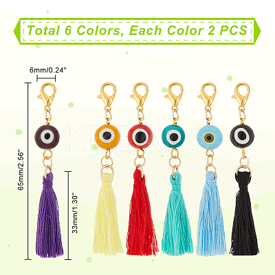 12Pcs 6 Colors Polyester Tassel Pendant Decorations HJEW-AB00194-1