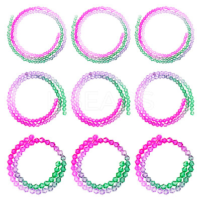 12 Strands 3 Styles Gradient Color Baking Paint Glass Bead Strands DGLA-TA0001-21F-1