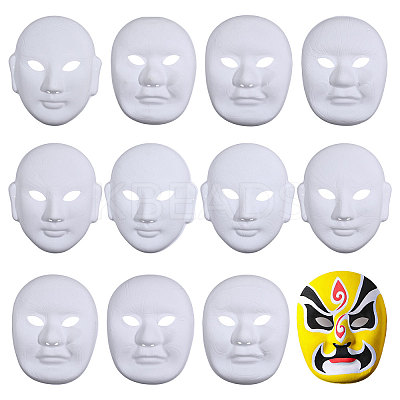 12 Styles DIY Blank Unpainted Peking Opera Mask DIY-BC0014-78-1