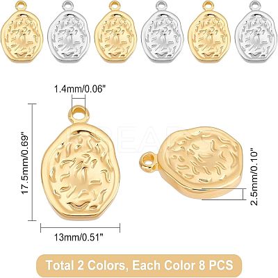 16Pcs 2 Colors 304 Stainless Steel Pendants STAS-UN0038-31-1