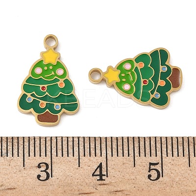 Christmas 304 Stainless Steel Enamel Pendants STAS-Z093-08W-G-1