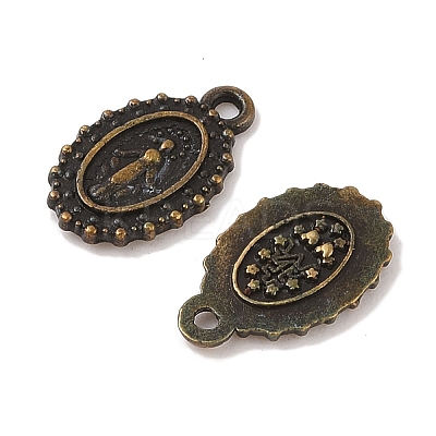 Oval Tibetan Style Alloy Charms TIBEP-D090-AB-NR-1