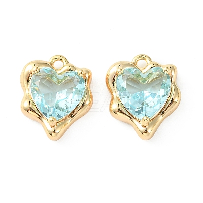 Brass Micro Pave Cubic Zirconia Charms KK-L208-06G-01-1