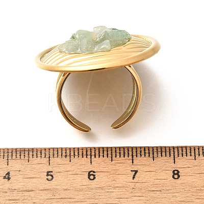 Natural Green Aventurine Chip Finger Rings for Women RJEW-R012-06G-03-1