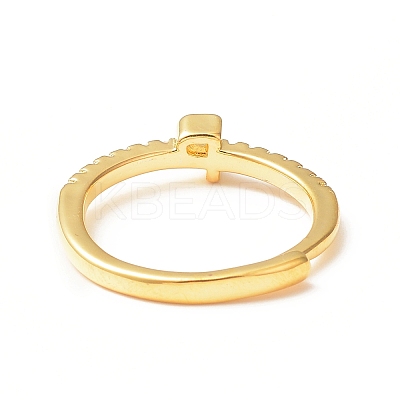 Clear Cubic Zirconia Initial Letter Adjustable Ring RJEW-C052-01G-P-1