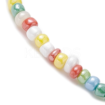 Natural Pearl & Evil Eye Lampwork & Seed Beaded Stretch Bracelet for Women BJEW-JB09371-1