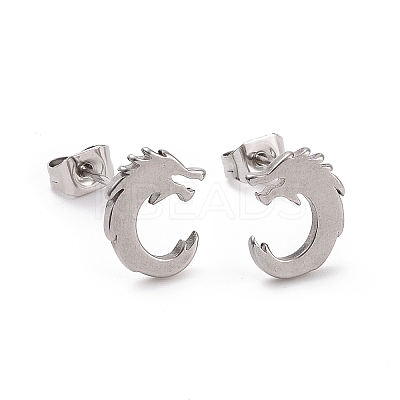 Non-Tarnish 304 Stainless Steel Tiny Dragon Stud Earrings for Men Women LS-EJEW-G318-07P-1