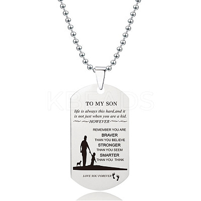 201 Stainless Steel To My Son Dog Tag Pendant Ball Chain Necklaces FS-WG527E6-10-1