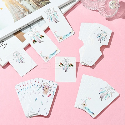 120Pcs 4 Styles Colorful Feather Printed Cardboard Paper Jewelry Display Cards for Earrings Necklaces Bracelets CDIS-YW0001-13-1