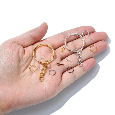 Iron Split Key Rings & Open Jump Rings & Screw Eye Pin Peg Bails Kits DIY-YW0009-10-1
