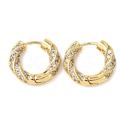 Brass Micro Pave Clear Cubic Zirconia Twist Hoop Earrings EJEW-K267-15G-1