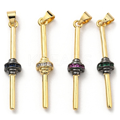 Brass with Cubic Zirconia Pendants KK-K341-31G-1
