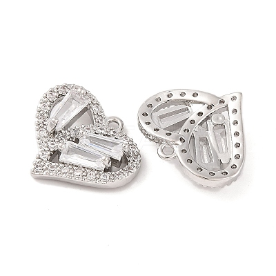 Brass Micro Pave Clear Cubic Zirconia Pendants KK-S389-13P-1