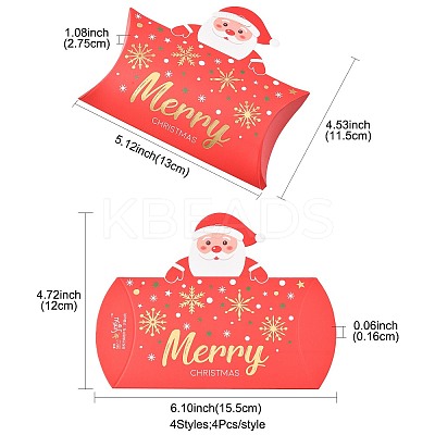 16Pcs 4 Styles Christmas Theme Paper Pillow Gift Boxes CON-FS0001-22-1