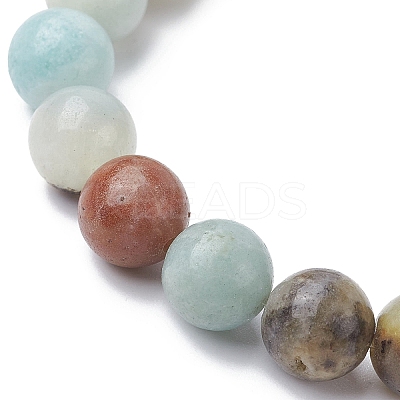 Natural Flower Amazonite & Synthetic Turquoise Turtle Beaded Stretch Bracelet BJEW-JB09699-01-1