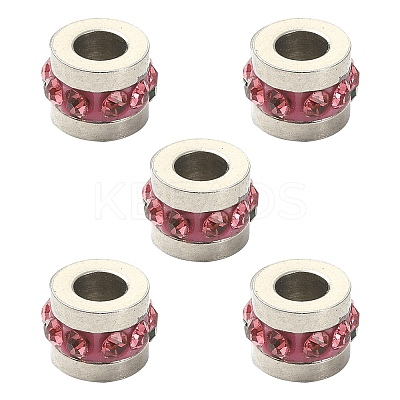 201 Stainless Steel Polymer Clay Rhinestone Inlaid Beads RB-YW0001-11G-1
