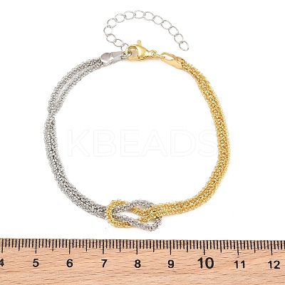 Duo Tone Brass Chain Knot 2-Strand Bracelets for Women KK-CBA68DA-17A-GP-1