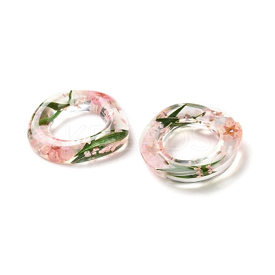 Inner Dried Flower Transparent Resin Ring Pendants LS-RESI-A043-07C-1
