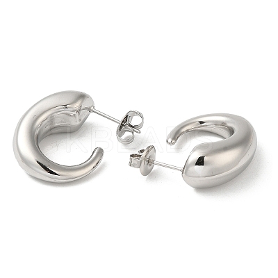 Non-Tarnish 304 Stainless Steel Horn Stud Earrings EJEW-Z026-07P-1