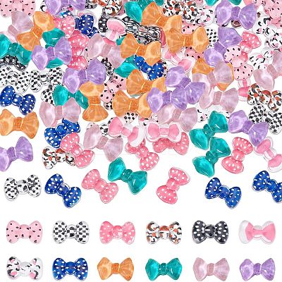120Pcs 12 Styles Bowknot Resin Cabochons MRMJ-OC0002-90-1