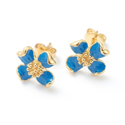 Brass Enamel Stud Earrings EJEW-J101-22G-03-1