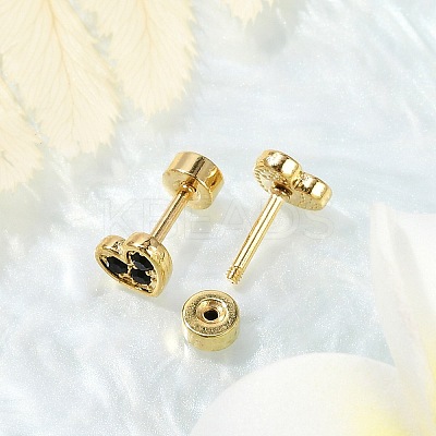 Heart Rhinestone Ear Fake Plugs EJEW-H105-26G-1