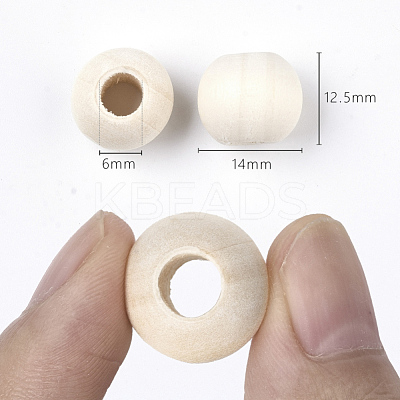 Unfinished Natural Wood European Beads X-WOOD-Q041-04D-1