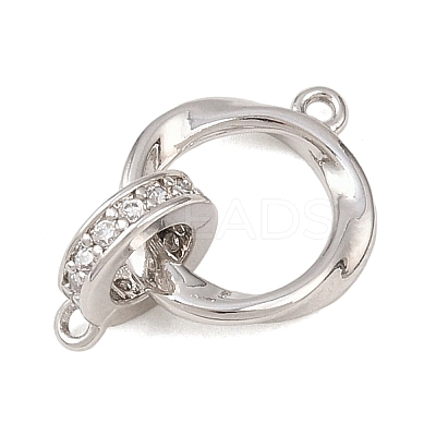Brass Micro Pave Clear Cubic Zirconia Twisted Ring Links KK-G544-45P-1