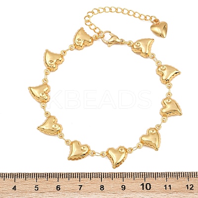 304 Stainless Steel Heart Link Chain Bracelets for Valentine's Day Gift BJEW-D359-17D-G-1