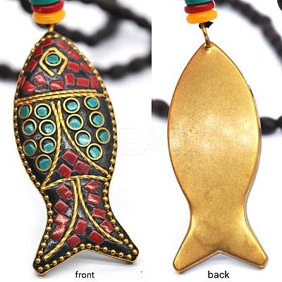 Alloy Enamel Colorful Fish Pendant Long Necklaces FS-WG9FE3F-01-1