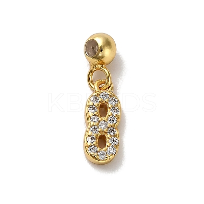 925 Sterling Silver Micro Pave Clear Cubic Zirconia European Dangle Charms STER-A045-01G-8-1