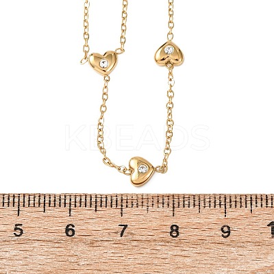 304 Stainless Steel Micro Pave Clear Cubic Zirconia Link Ring Bracelets for Women BJEW-K297-02G-1
