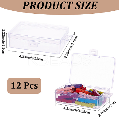 12Pcs Transparent Plastic Storage Boxes CON-CN0001-43-1