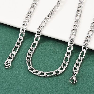 Tarnish Resistant Fashionable 304 Stainless Steel Figaro Chain Necklaces for Men LS-STAS-A028-N017P-1
