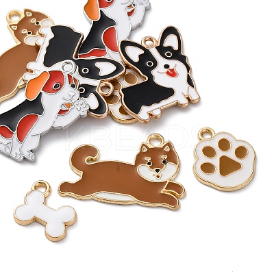 10Pcs 5 Styles Rack Plating Alloy Enamel Pendants ENAM-FP0001-96-1