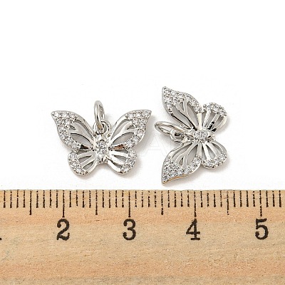 Rack Plating Brass Micro Pave Clear Cubic Zirconia Charms ZIRC-Q024-11P-1