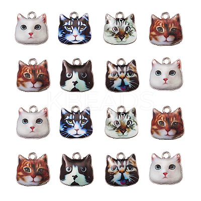60Pcs 6 Colors Zinc Alloy Enamel Pendants ENAM-CJ0001-77-1