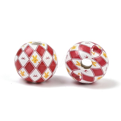 Christmas Printed Schima Wood European Beads WOOD-I015-01M-1