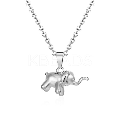 Stainless Steel Cable Chain Baby Elephant Pendant Necklaces PW-WG99660-02-1