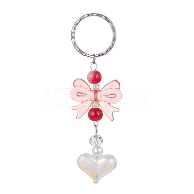 Acrylic Heart with Bowknot Keychains KEYC-JKC00612-01-1