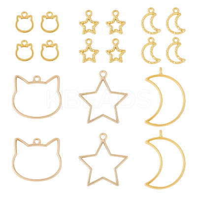 30Pcs 6 Styles Zinc Alloy Open Back Bezel Pendants FIND-TA0009-54-1