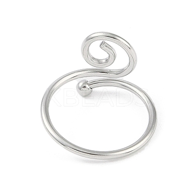 Non-Tarnish 304 Stainless Steel Spiral Open Cuff Ring for Women RJEW-C097-04P-1