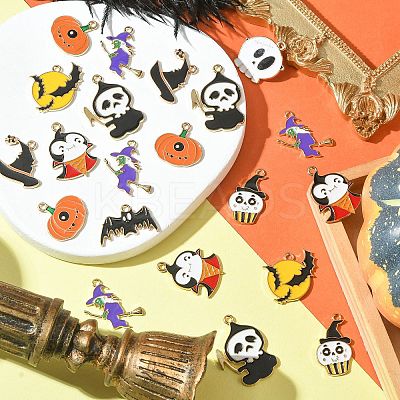 40Pcs 10 Styles Halloween Alloy Enamel Pandants ENAM-CJ0004-14-1