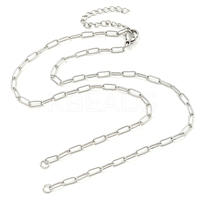 Tarnish Resistant 304 Stainless Steel Paperclip Chains Necklace Makings AJEW-P119-05P-1